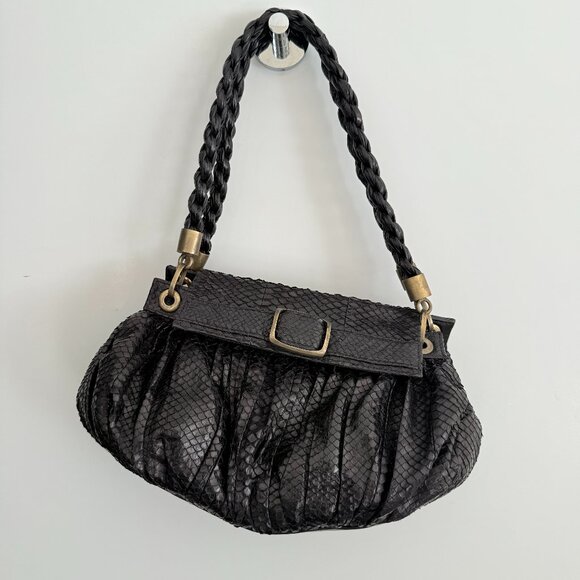 R & Y Augousti Black Python Handbag - Picture 1 of 2